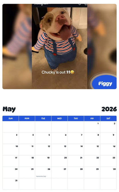 2026 - 2027 Piggy - Pawidols Pet Calendar