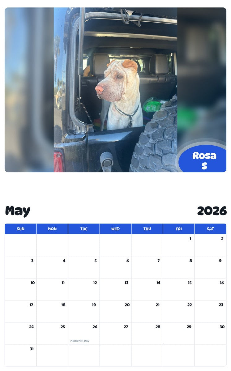 2026 - 2027 Rosa S - Pawidols Pet Calendar