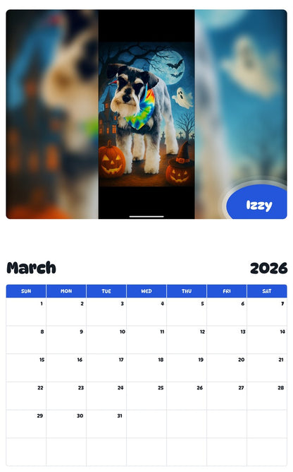 November 2025 - October 2026 Izzy - Pawidols Pet Calendar