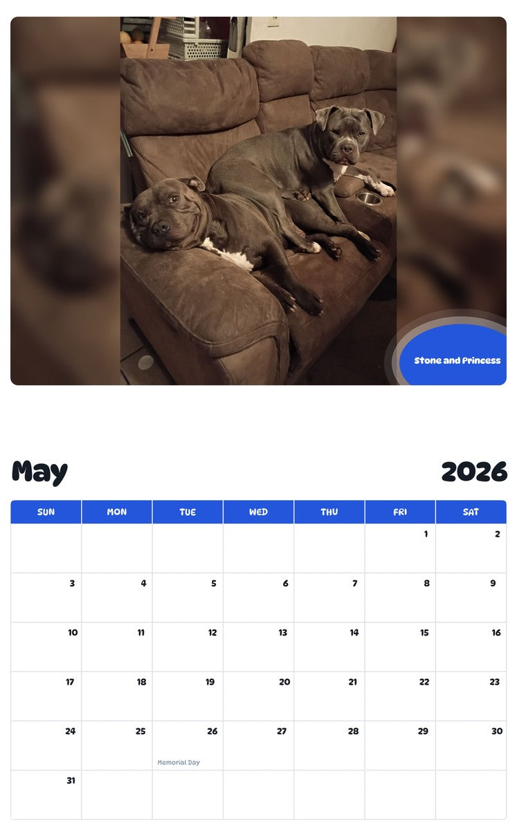 2026 - 2027 Stone and Princess - Pawidols Pet Calendar