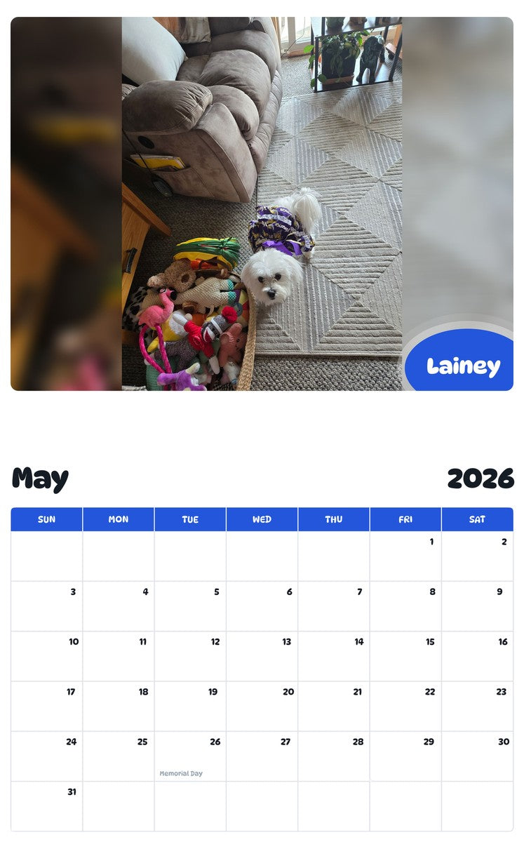 2026 - 2027 Lainey - Pawidols Pet Calendar
