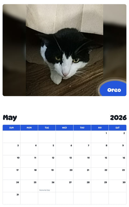 2026 - 2027 Oreo - Pawidols Pet Calendar