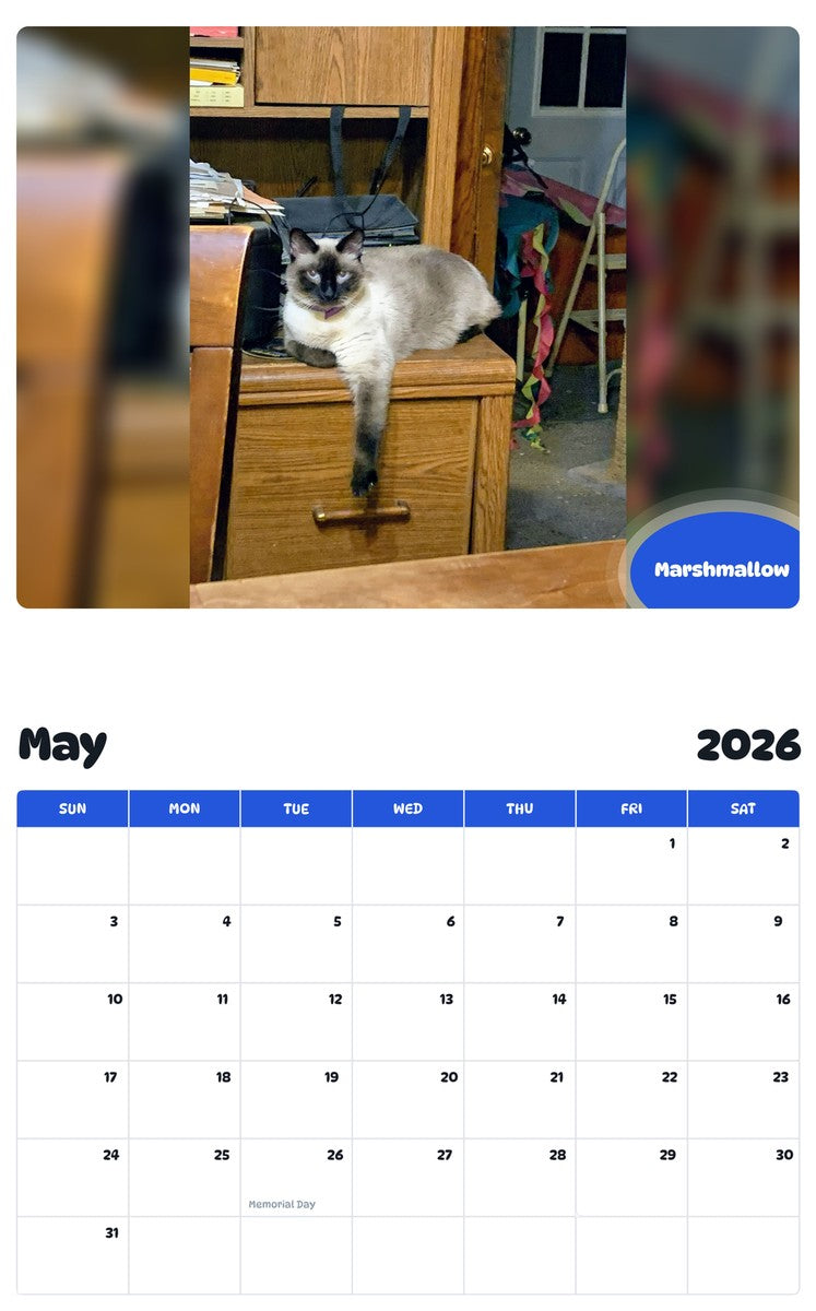 2026 - 2027 Marshmallow - Pawidols Pet Calendar