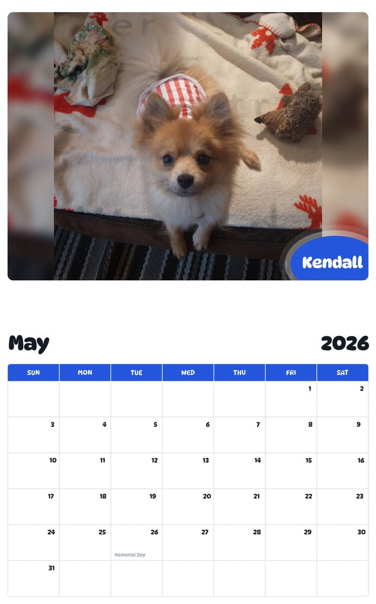 2026 - 2027 Kendall - Pawidols Pet Calendar