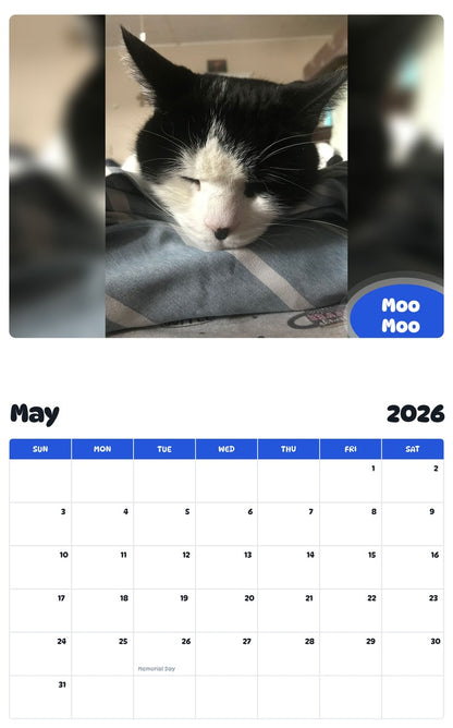 2026 - 2027 Moo Moo - Pawidols Pet Calendar