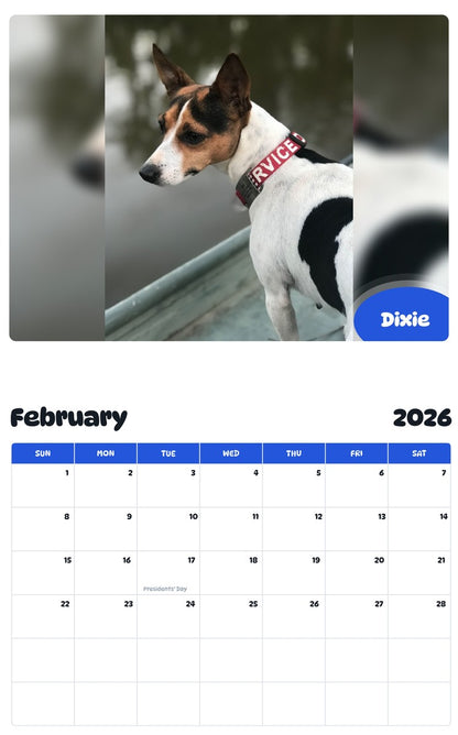 October 2025 - September 2026 Dixie - Pawidols Pet Calendar