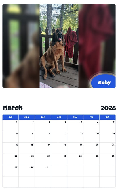 November 2025 - October 2026 Ruby - Pawidols Pet Calendar