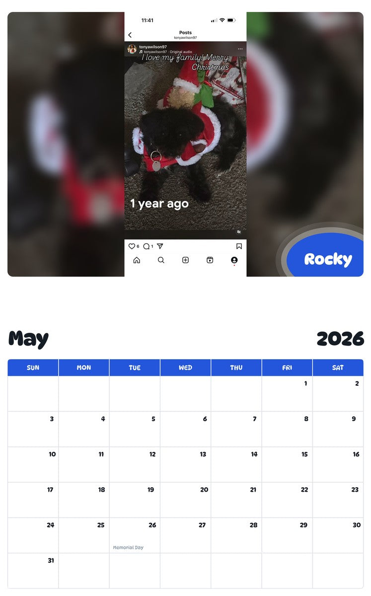 2026 - 2027 Rocky - Pawidols Pet Calendar