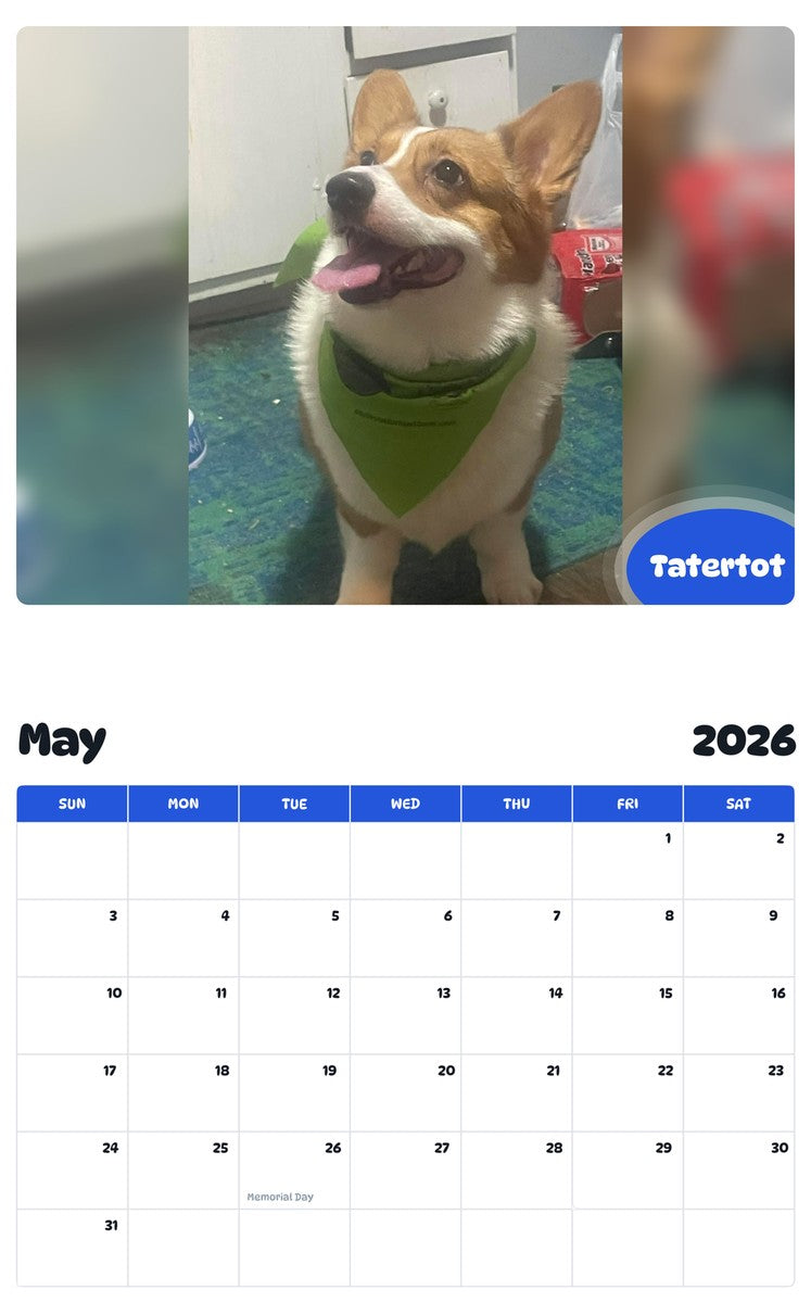 2026 - 2027 Tatertot - Pawidols Pet Calendar