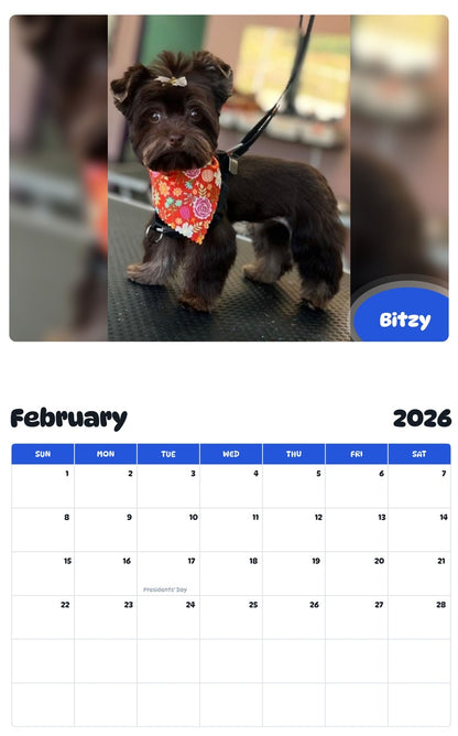 October 2025 - September 2026 Bitzy - Pawidols Pet Calendar