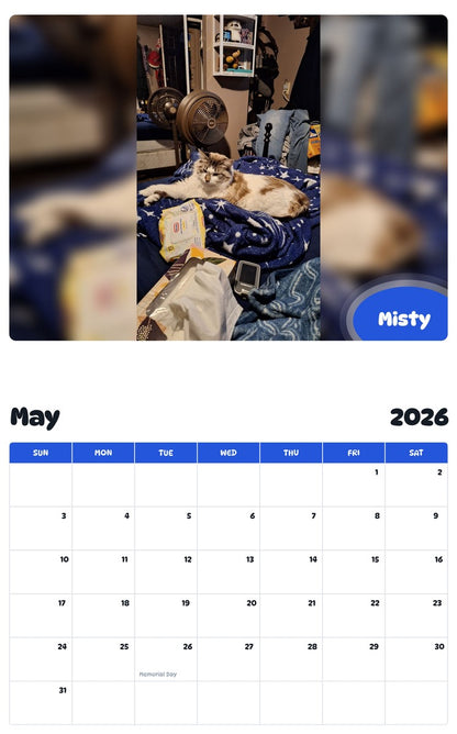 2026 - 2027 Misty - Pawidols Pet Calendar