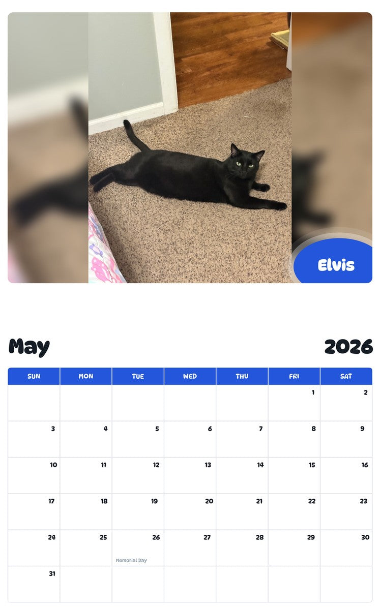 2026 - 2027 Elvis - Pawidols Pet Calendar