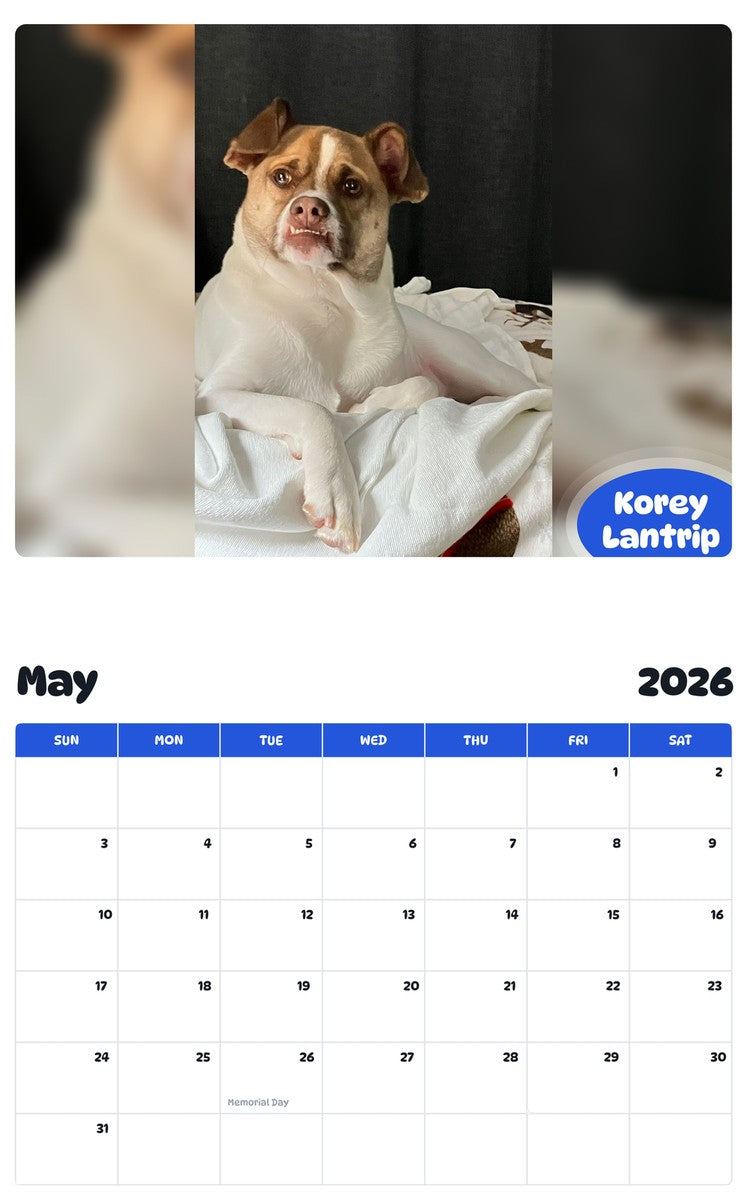 2026 - 2027 Korey Lantrip - Pawidols Pet Calendar