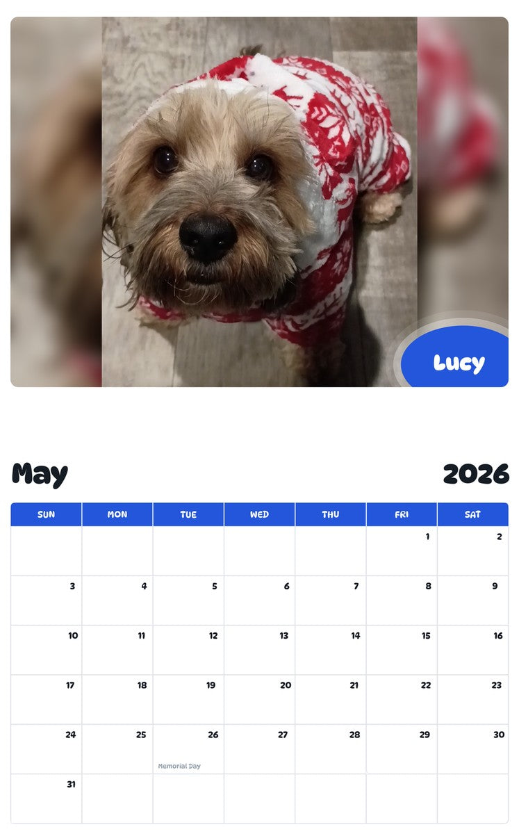 2026 - 2027 Lucy - Pawidols Pet Calendar