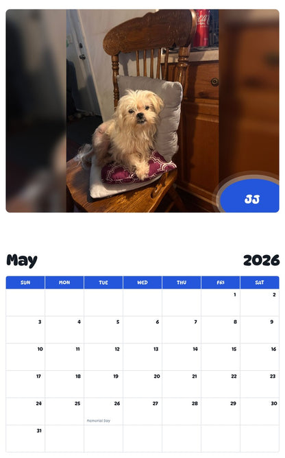 2026 - 2027 JJ - Pawidols Pet Calendar