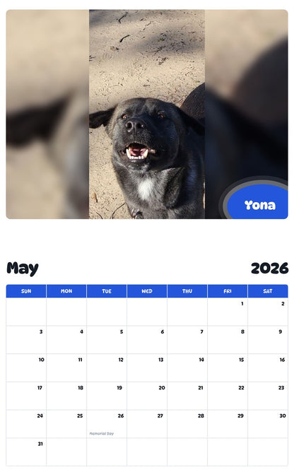 2026 - 2027 Yona - Pawidols Pet Calendar