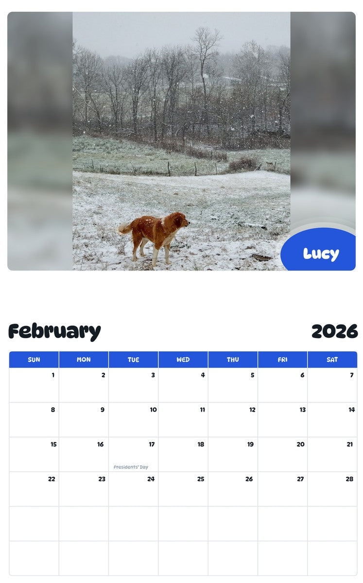 October 2025 - September 2026 Lucy - Pawidols Pet Calendar