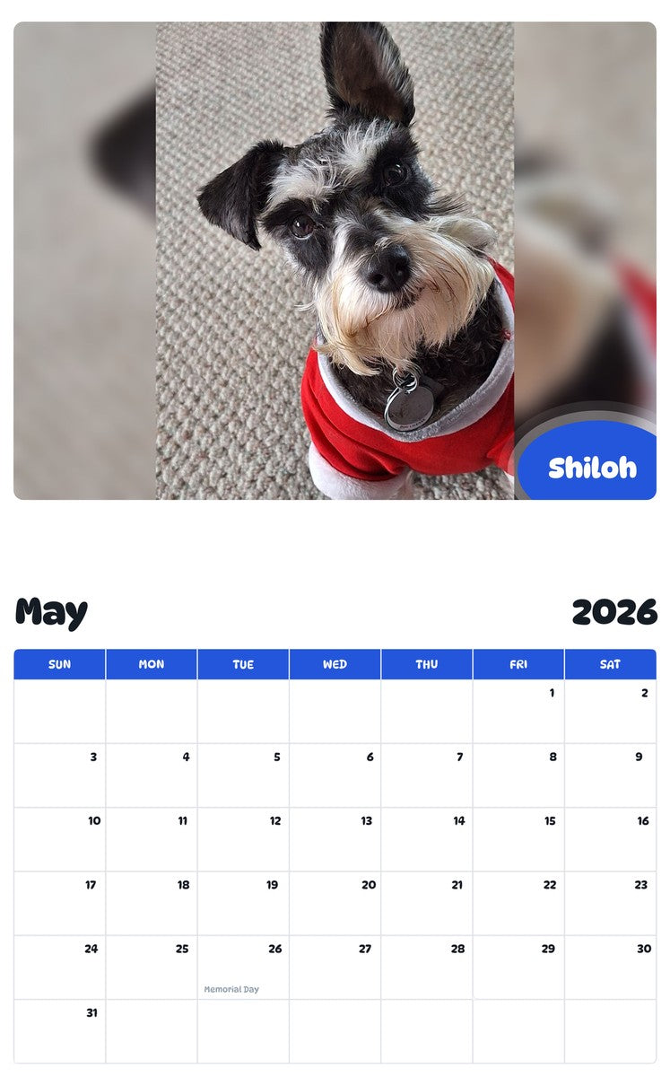 2026 - 2027 Shiloh - Pawidols Pet Calendar