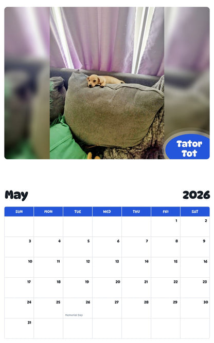 2026 - 2027 Tator Tot - Pawidols Pet Calendar