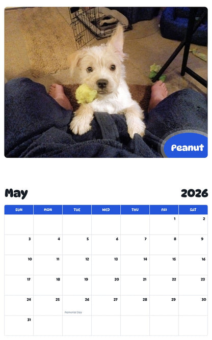 2026 - 2027 Peanut - Pawidols Pet Calendar