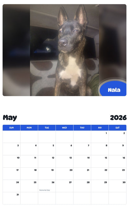 2026 - 2027 Nala - Pawidols Pet Calendar