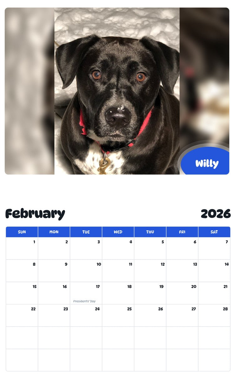 October 2025 - September 2026 Willy - Pawidols Pet Calendar