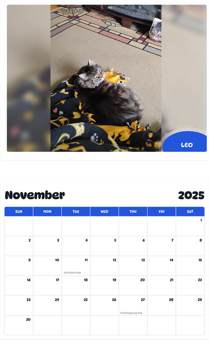 July 2025 - June 2026 Leo - Pawidols Pet Calendar