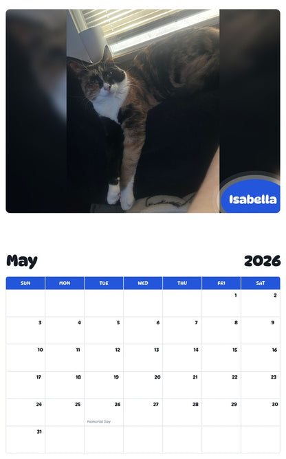 2026 - 2027 Isabella - Pawidols Pet Calendar