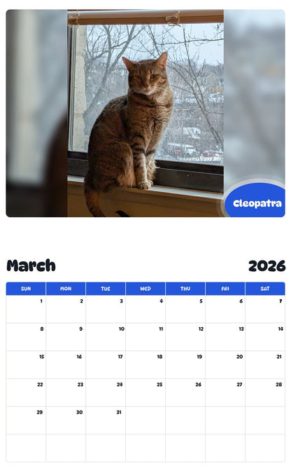 November 2025 - October 2026 Cleopatra - Pawidols Pet Calendar