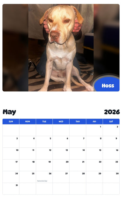 2026 - 2027 Hoss - Pawidols Pet Calendar