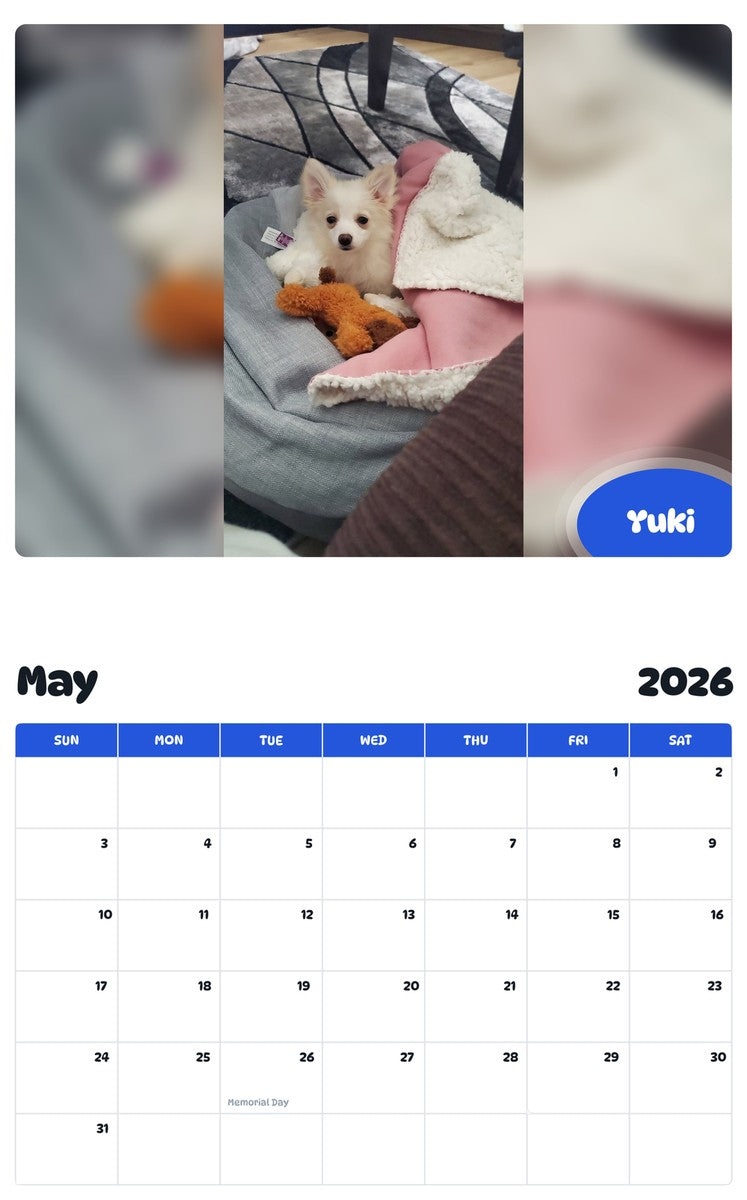 2026 - 2027 Yuki - Pawidols Pet Calendar
