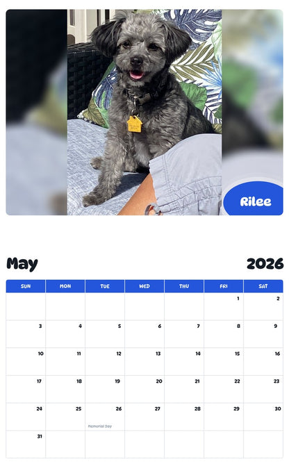 2026 - 2027 Rilee - Pawidols Pet Calendar
