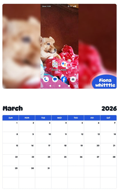 November 2025 - October 2026 Fiona whitttle - Pawidols Pet Calendar