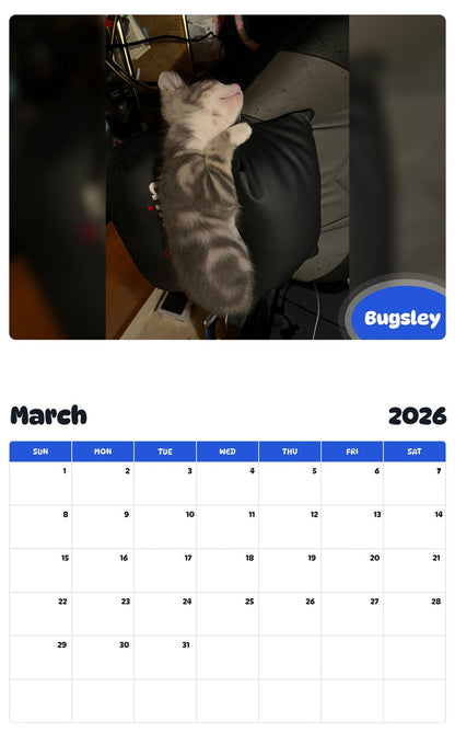 November 2025 - October 2026 Bugsley - Pawidols Pet Calendar
