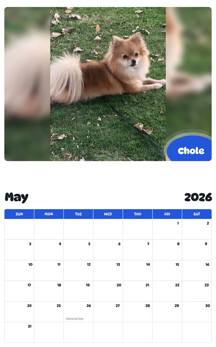 2026 - 2027 Chole - Pawidols Pet Calendar
