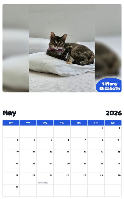 2026 - 2027 Tiffany Elizabeth - Pawidols Pet Calendar
