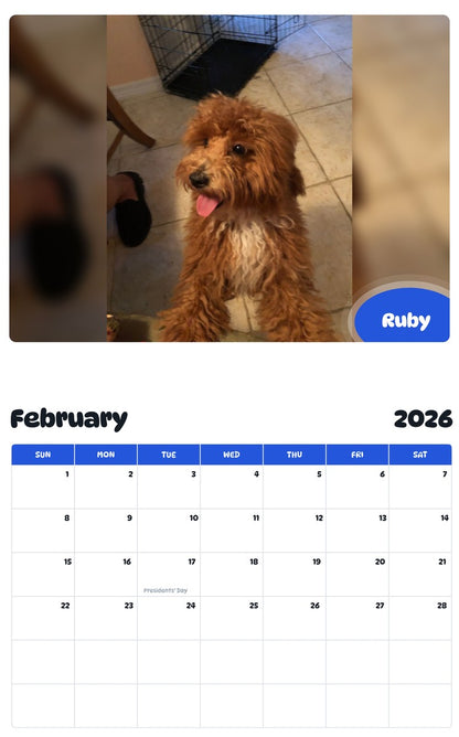 October 2025 - September 2026 Ruby - Pawidols Pet Calendar