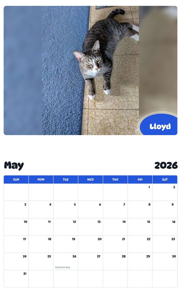 2026 - 2027 Lloyd - Pawidols Pet Calendar