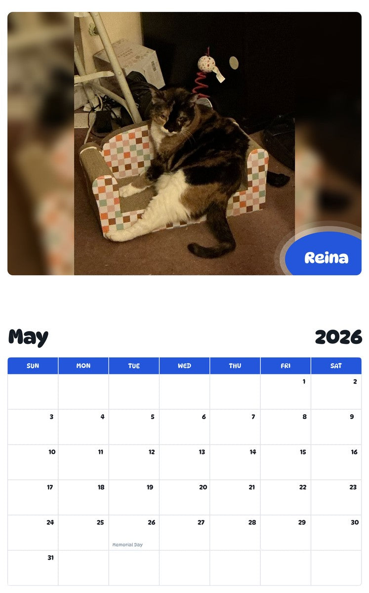 2026 - 2027 Reina - Pawidols Pet Calendar