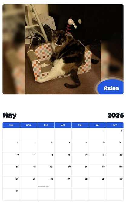 2026 - 2027 Reina - Pawidols Pet Calendar