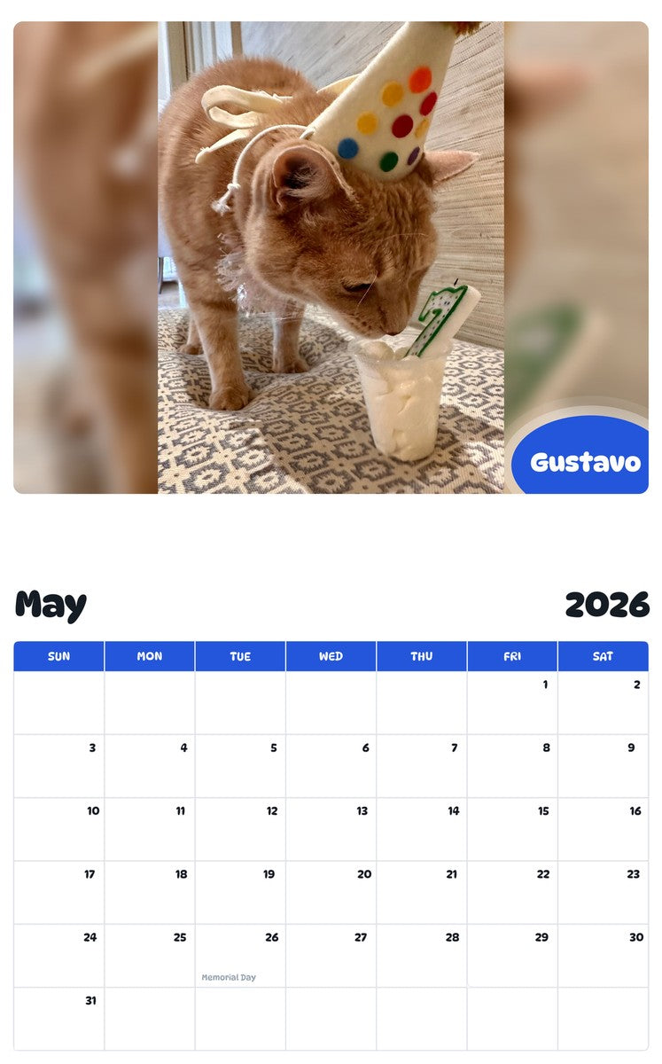 2026 - 2027 Gustavo - Pawidols Pet Calendar