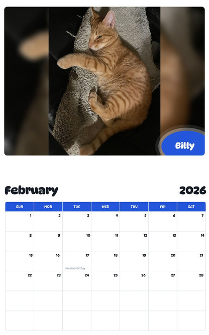 October 2025 - September 2026 Billy - Pawidols Pet Calendar