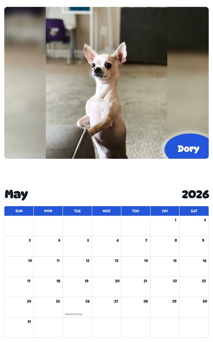 2026 - 2027 Dory - Pawidols Pet Calendar