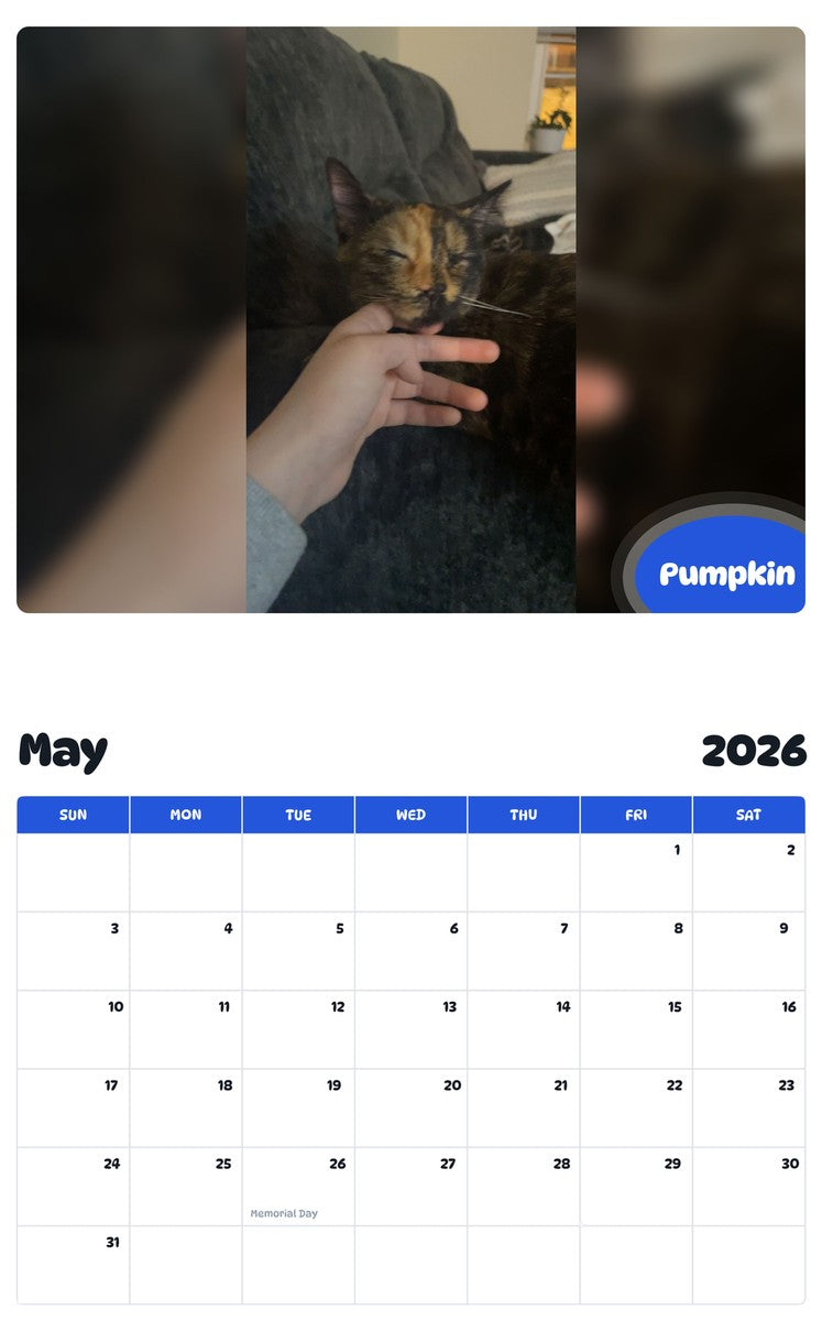 2026 - 2027 Pumpkin - Pawidols Pet Calendar