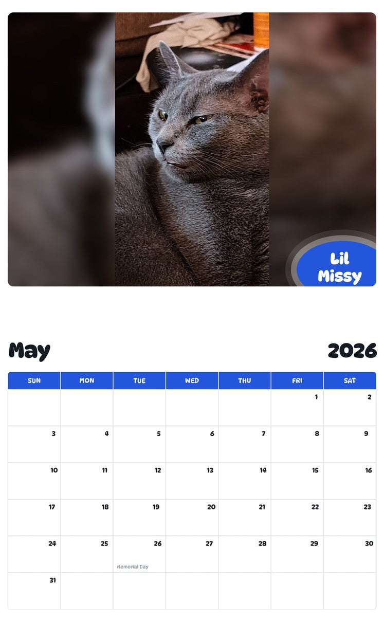 2026 - 2027 Lil Missy - Pawidols Pet Calendar