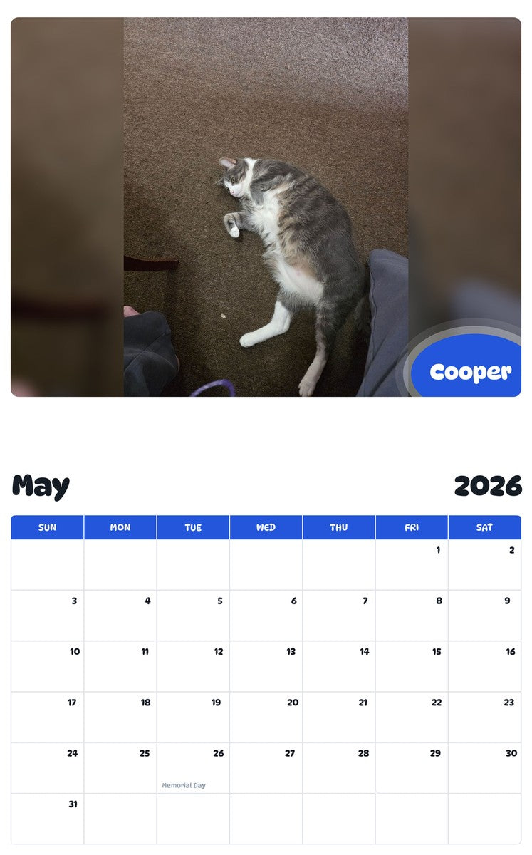 2026 - 2027 Cooper - Pawidols Pet Calendar