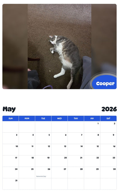 2026 - 2027 Cooper - Pawidols Pet Calendar