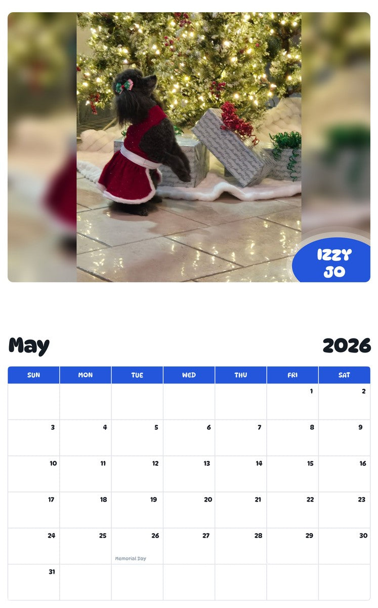 2026 - 2027 IZZY JO - Pawidols Pet Calendar