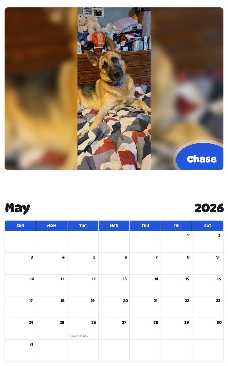 2026 - 2027 Chase - Pawidols Pet Calendar