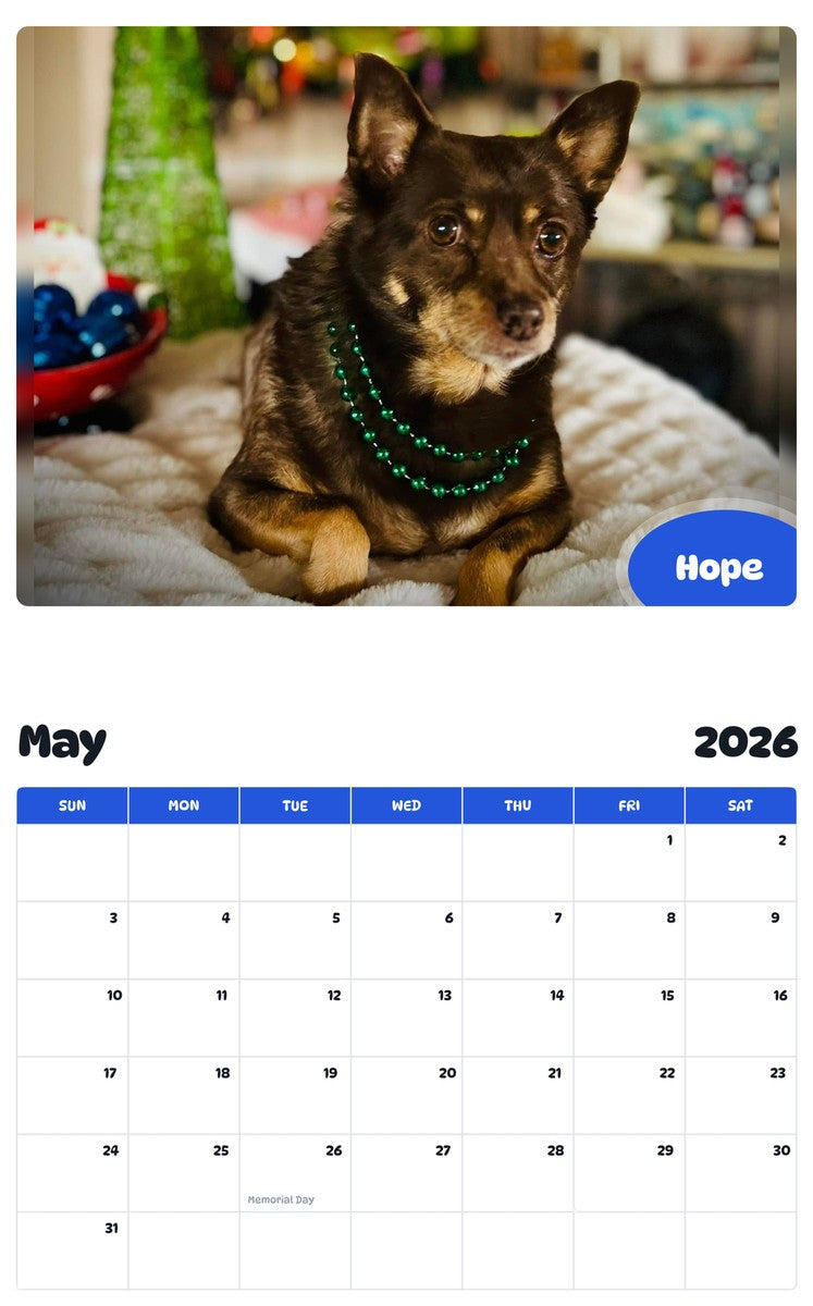 2026 - 2027 Hope - Pawidols Pet Calendar